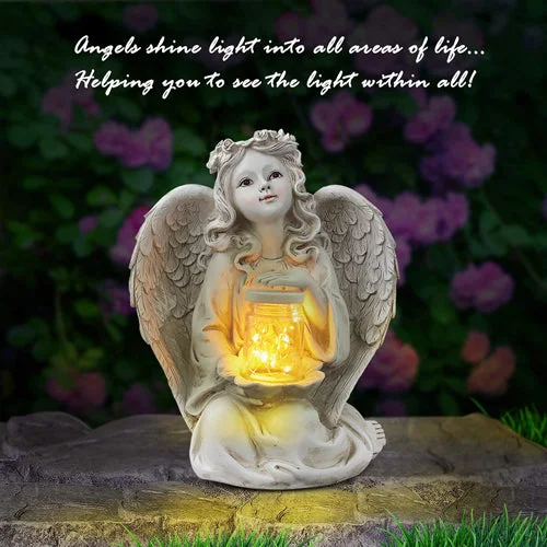 Guardian Angel Garden Statue Solar Lights Decorations