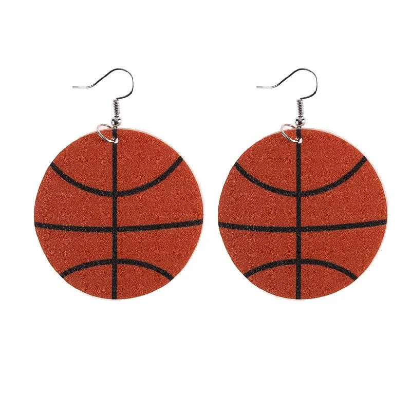 PU Leather Round Baseball Earrings