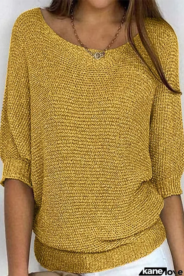 Casual Simplicity Solid O Neck Tops