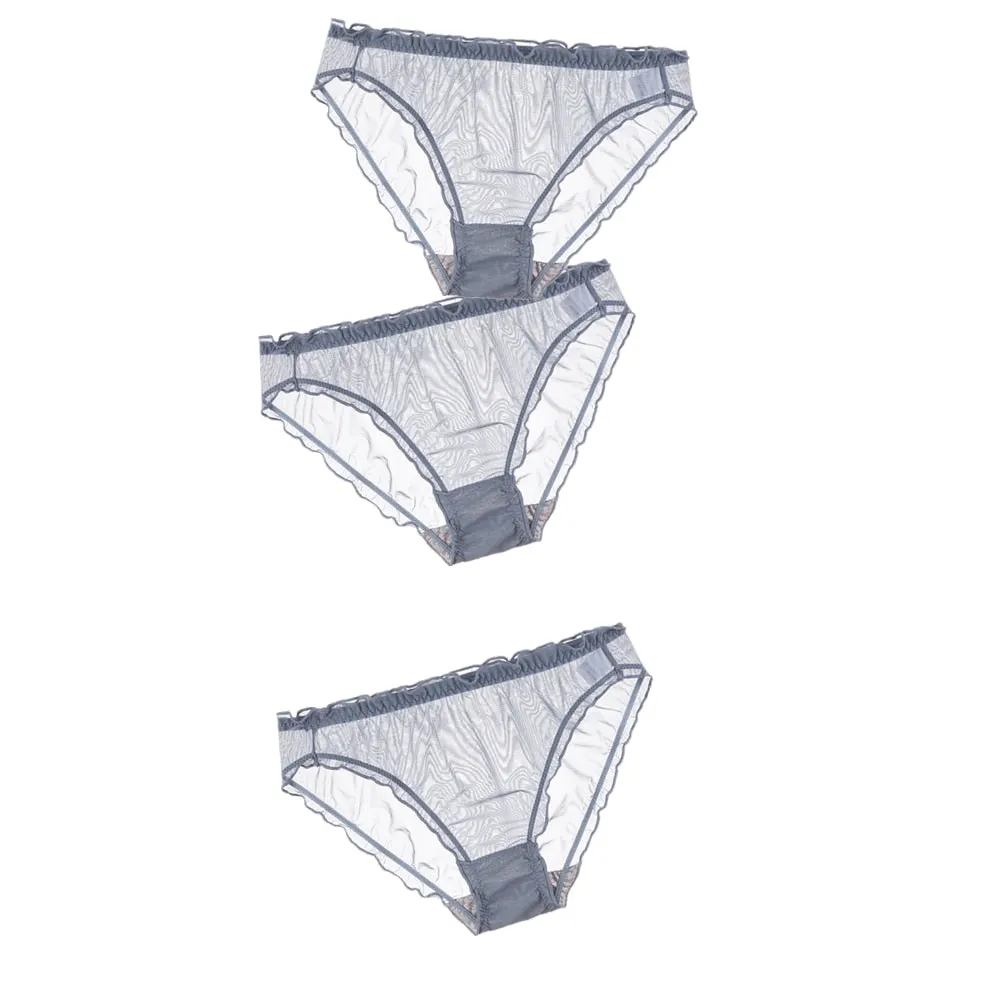 3Pcs Women Sexy Panties Lace Underpants Low-waist Panties Mesh See Through Perspective Briefs Female Fashion Underwear Lingerie