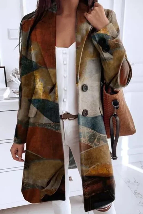 Fashion Art Printed Woollen Coat