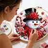 Snowman Full 18CT 2 Strands DIY Stamped Cross Stitch Kits for Beginners Adults Home Wall Decor Cross Stitch Art and Crafts Kits 25x25cm