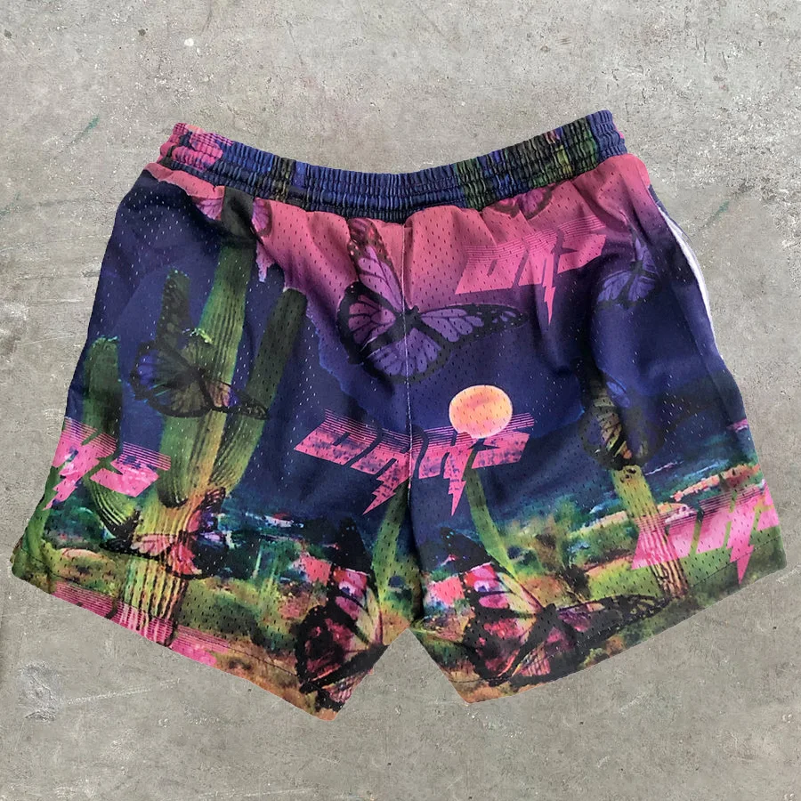 Street Style Desert Cactus Loose Stretch Shorts