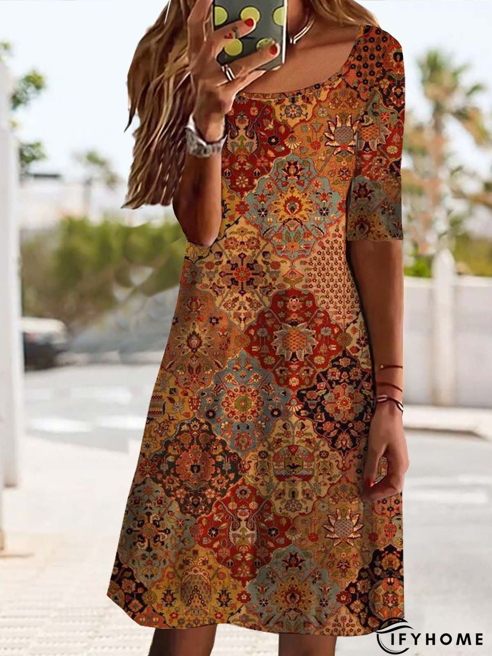 Crew Neck Floral Loose Casual Hoodies & Sweatshirts | IFYHOME