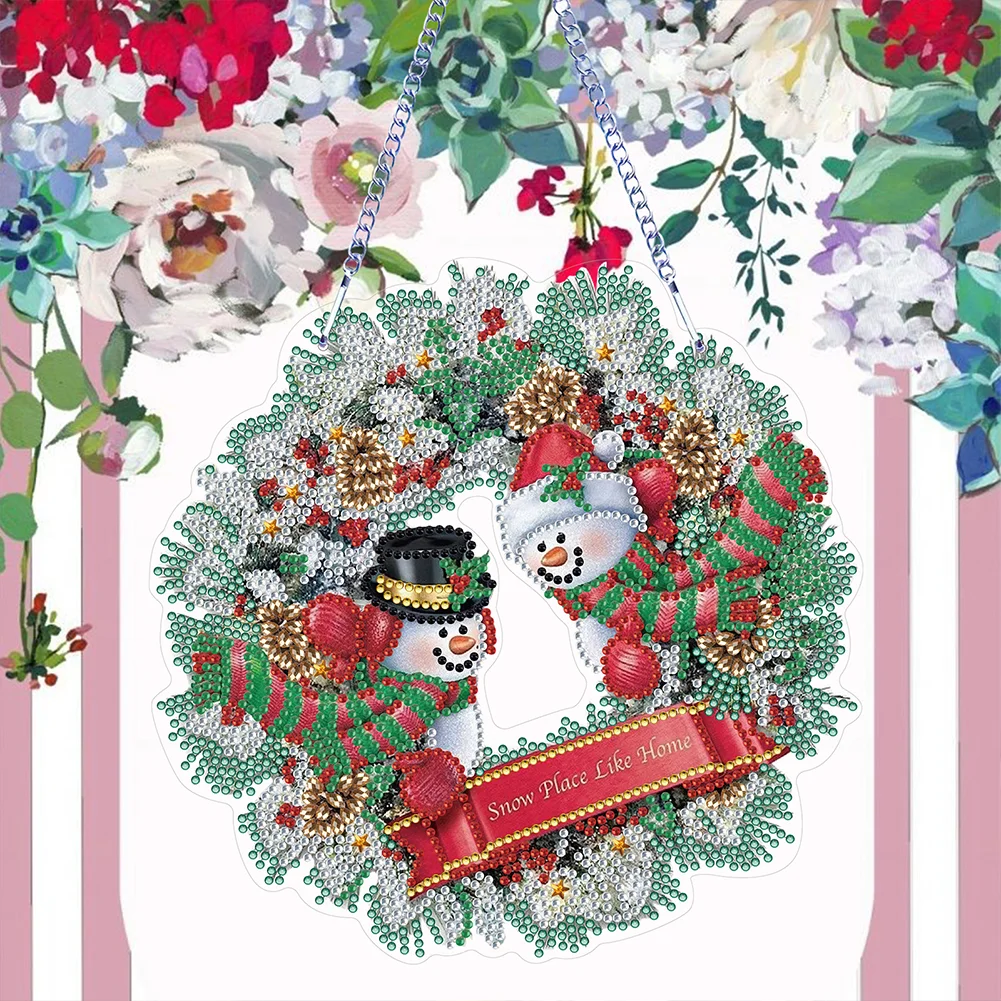 5D DIY Hanging Wreath Diamond Christmas Diamond Wall Decor Wreath