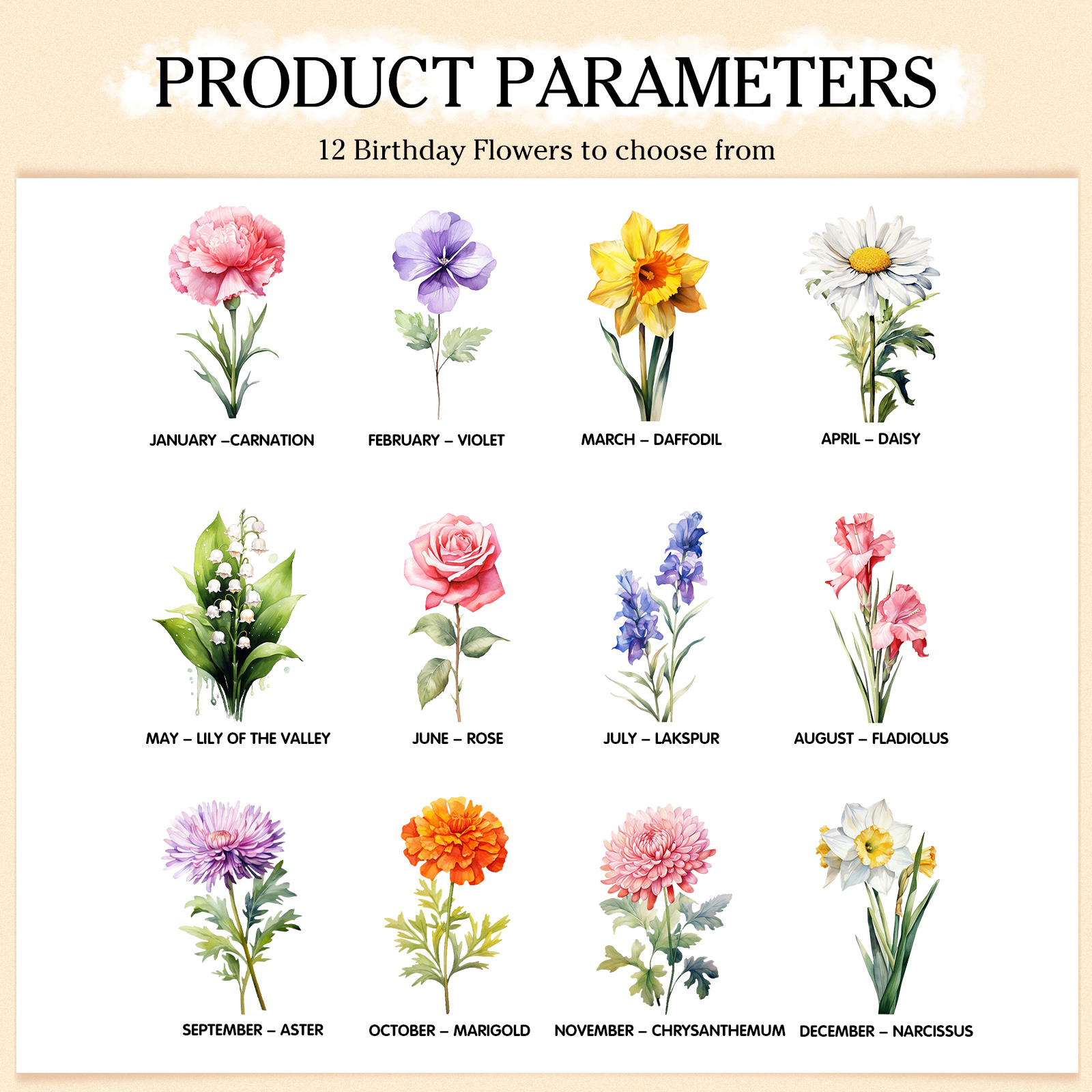 Personalized Exquisite Women'S Wallet Customized Birth Flowers And Name Zipper Women'S Wallet