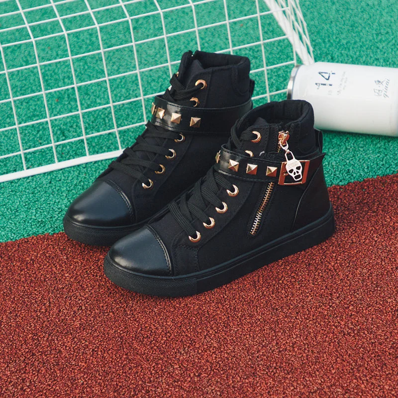 Wongn Wongn And Autumn High Help Female Canvas Shoes Student Shoes Korean Version Velcro Casual Shoes Small White Shoes