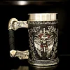 Creative Large Capacity 304 Stainless Steel Handle Cup Skull Beer Cup 3D Three-Dimensional Stainless Steel Embedded Double-Layer Beer Cup Coffee Cup Personality Cup Creative Gift Cup