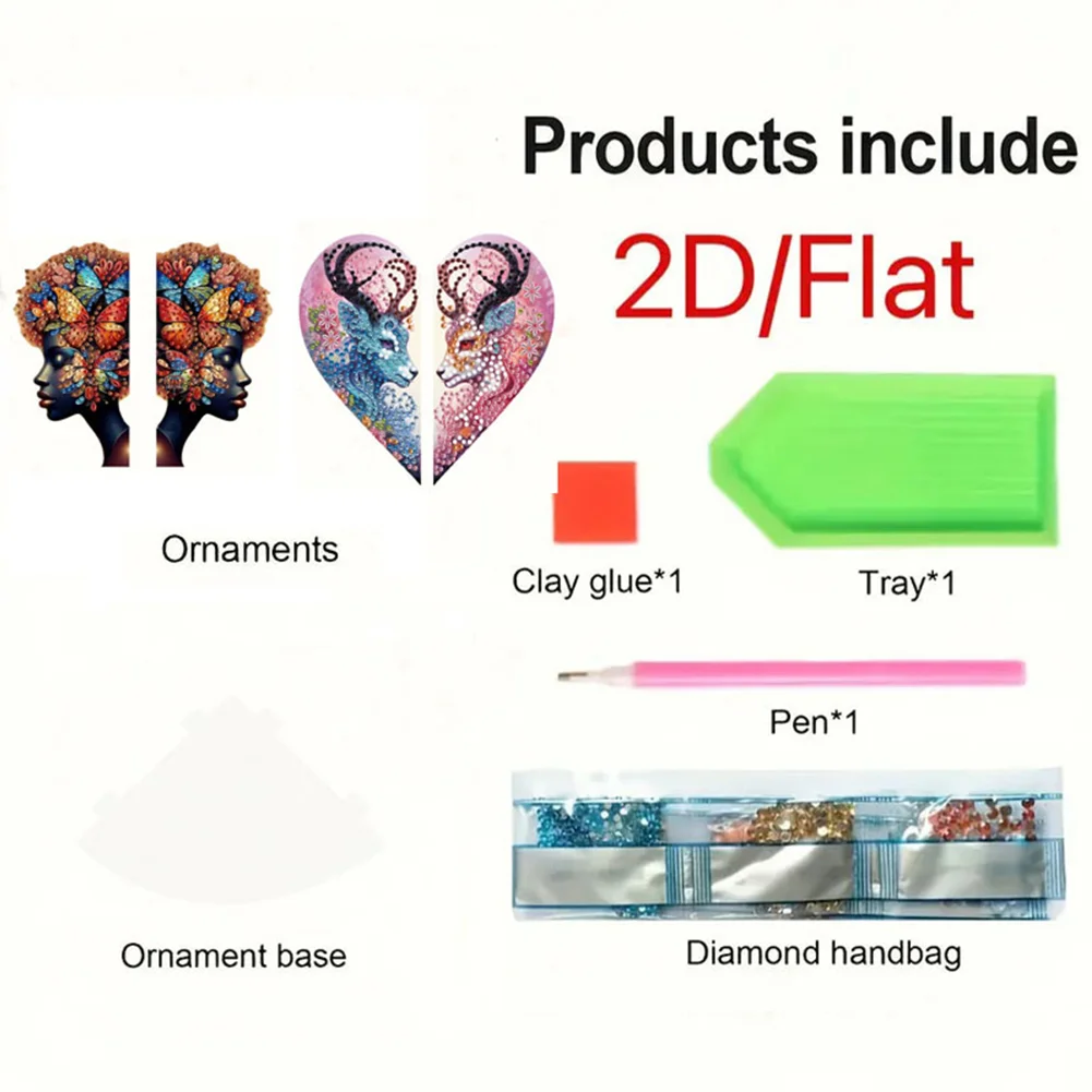 2pcs 2D Flat DIY Diamond Art Pendant DIY Home Decor Hanging Charm Decor (Woman)