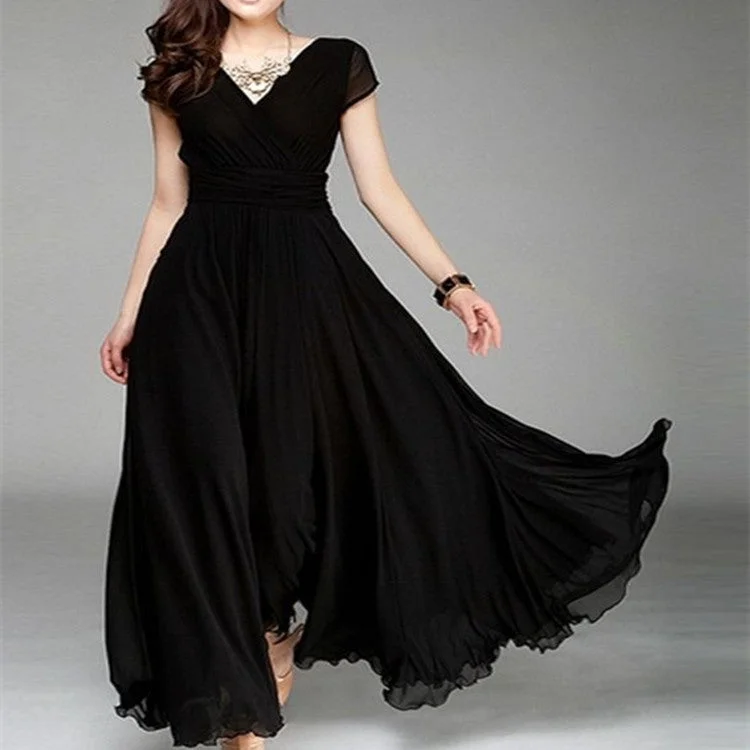 Brownm Sleeve Bohemian Chiffon Waist Dress Dresses
