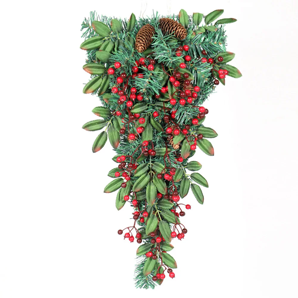 Christmas upside down tree new red pine cone with lights holiday garland ornaments