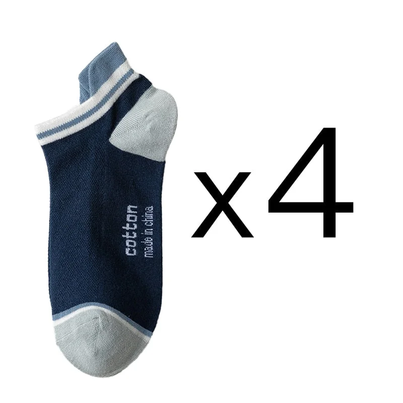 4 Pairs Men Cotton Socks Breathable Four Seasons Fashion Ankle Sock High Heel Wear Mesh Strong Elasticity Sweat funny street
