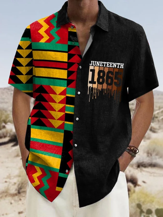Men's Juneteenth 1865 Print Casual Shirt 