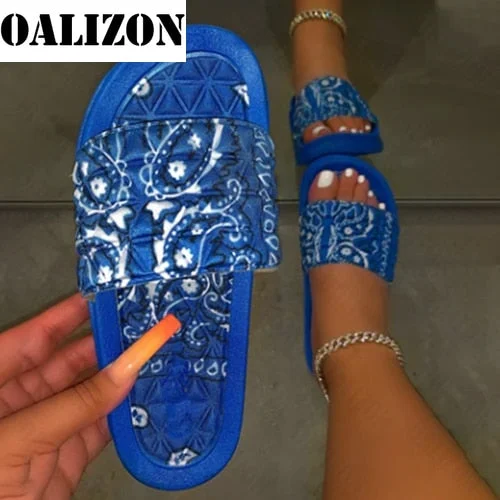 Bandana Slides Women Cool Graffiti Slippers Women Home Women's Summer Sandals Red Blue Black Tie Dye Footwear Wholesale