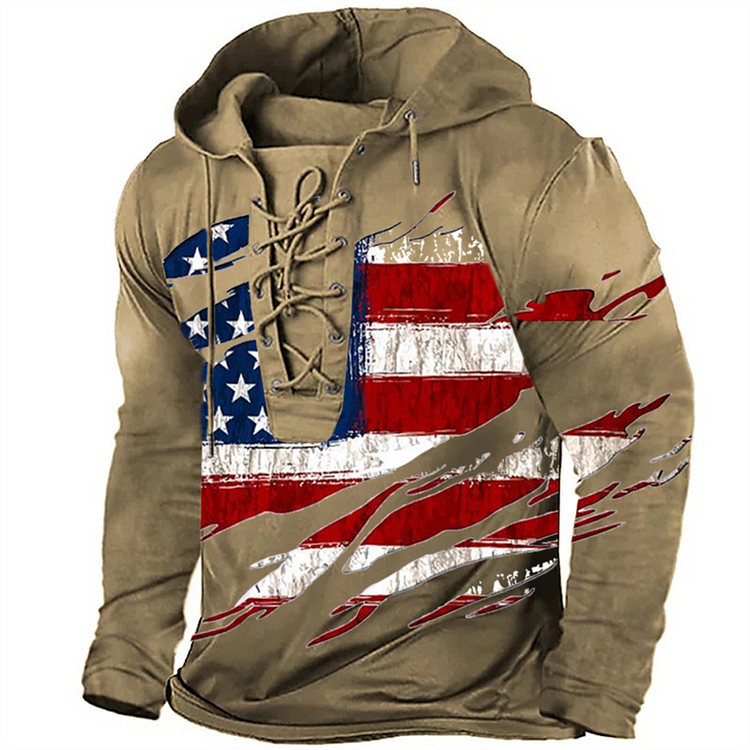 USA Distressed Waving Flag Retro Hoodie