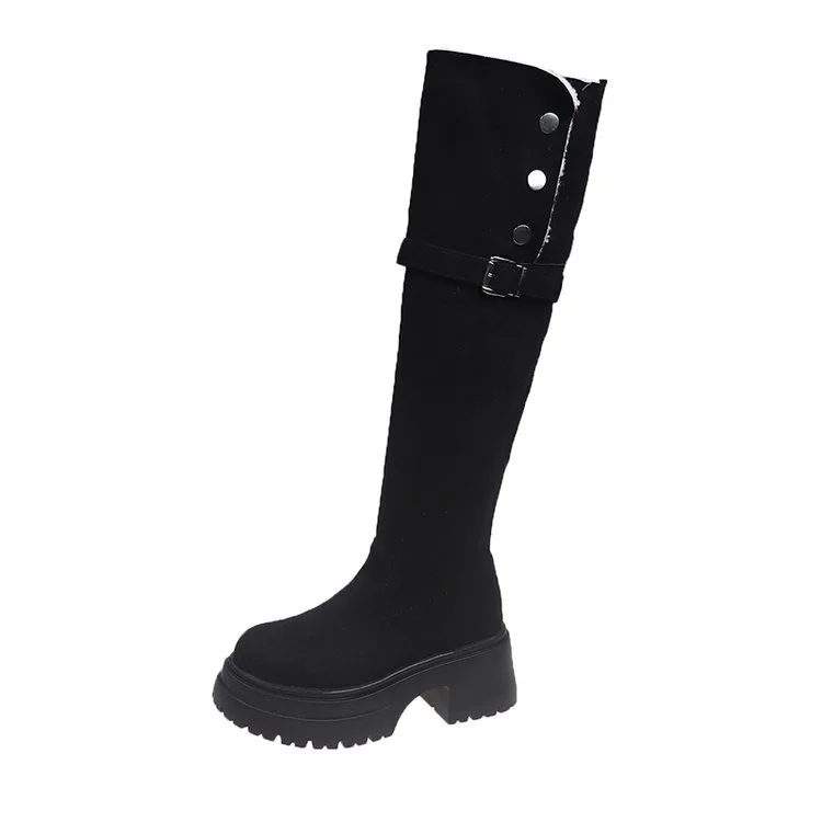 Yyvonne High-Tall Knight Boots Women Autumn And Winter New With Velvet High And Over-Knee Boots Two-Ded-Long-Headed Boots Women