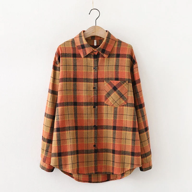 Plaid Shirts Womens Checked Blouses And Tops Long Sleeve Female Casual Print Shirt Loose Cotton Blusas Outwear Autumn News
