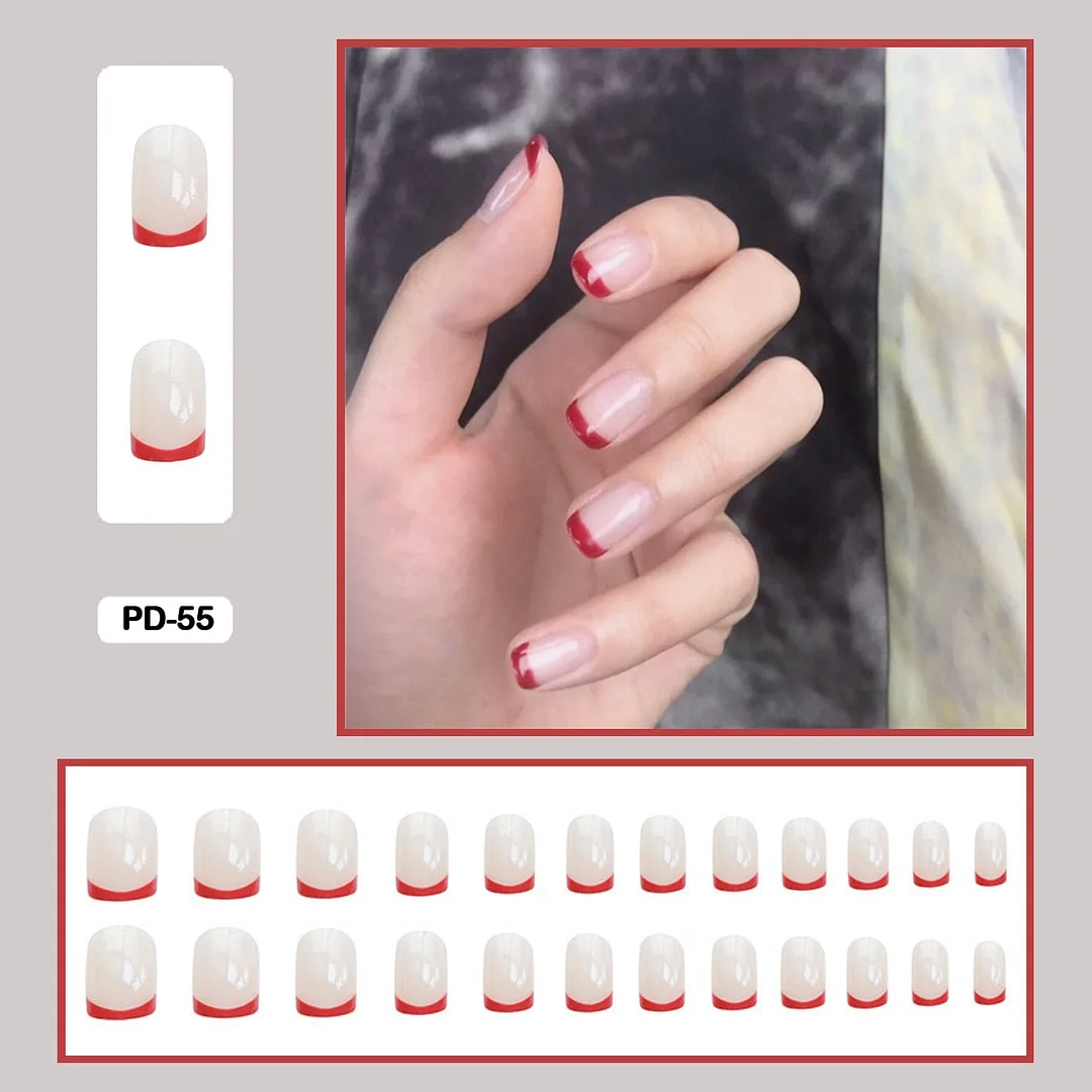 French Mordern stylish Elegant Gold Sliver Edge Line Wearable False Nails-Nail Inspo