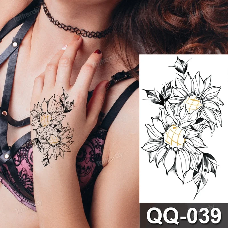 Waterproof Temporary Tattoo Sticker Tiger Lion King Compass Pattern Fake Tatto Flash Tatoo Small Body Art for Kids Women Men