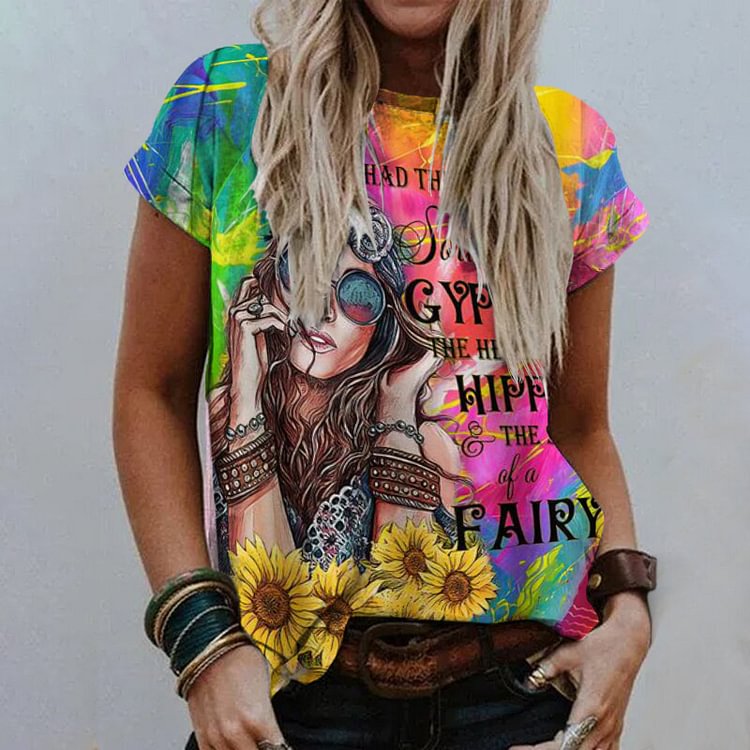 Mädchen Floral Alphabet Tie Dye Drucken Hippie T-Shirt