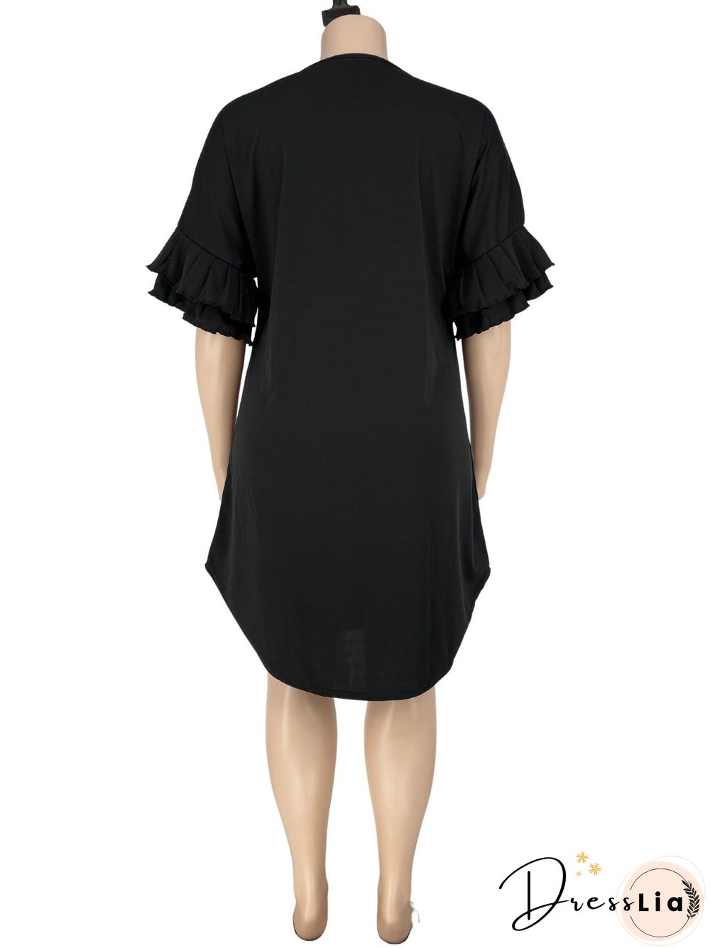 Ruffle Short Sleeve Loose Plus Size Dresses