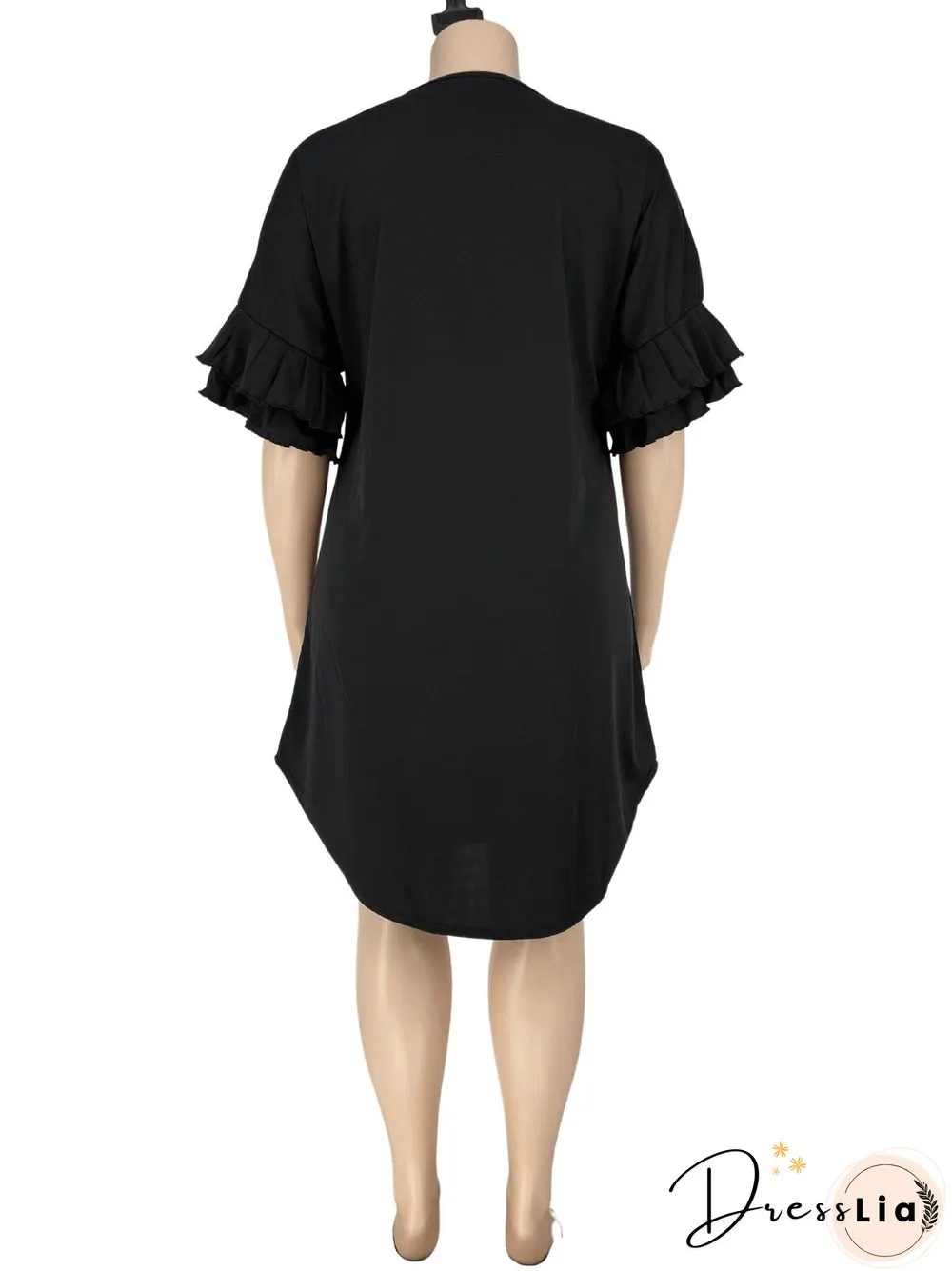 Ruffle Short Sleeve Loose Plus Size Dresses