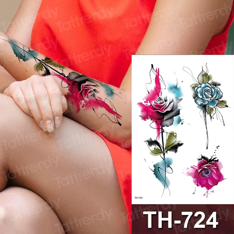 sexy temporary tattoo flower swallow fish tattoo watercolor stretch flower tattoo designs animals waterproof tatoo fake body art