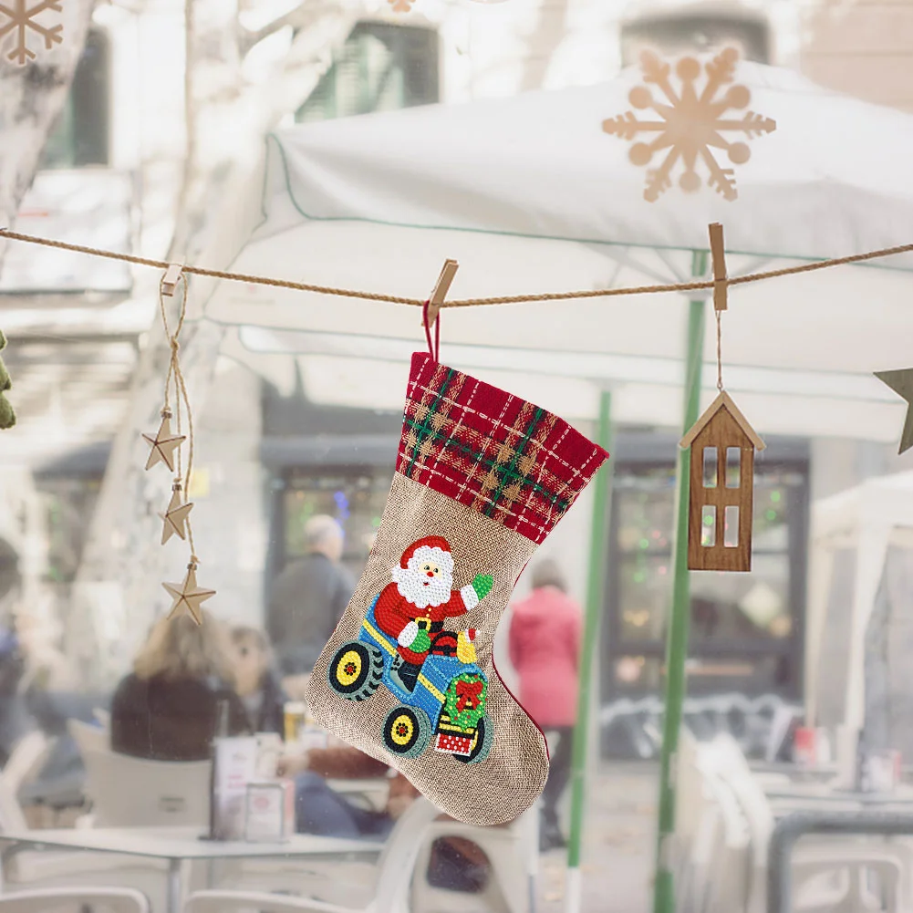 Flannelette Santa Claus Stockings Decorative Stocks Cute for Gift(35*20cm)