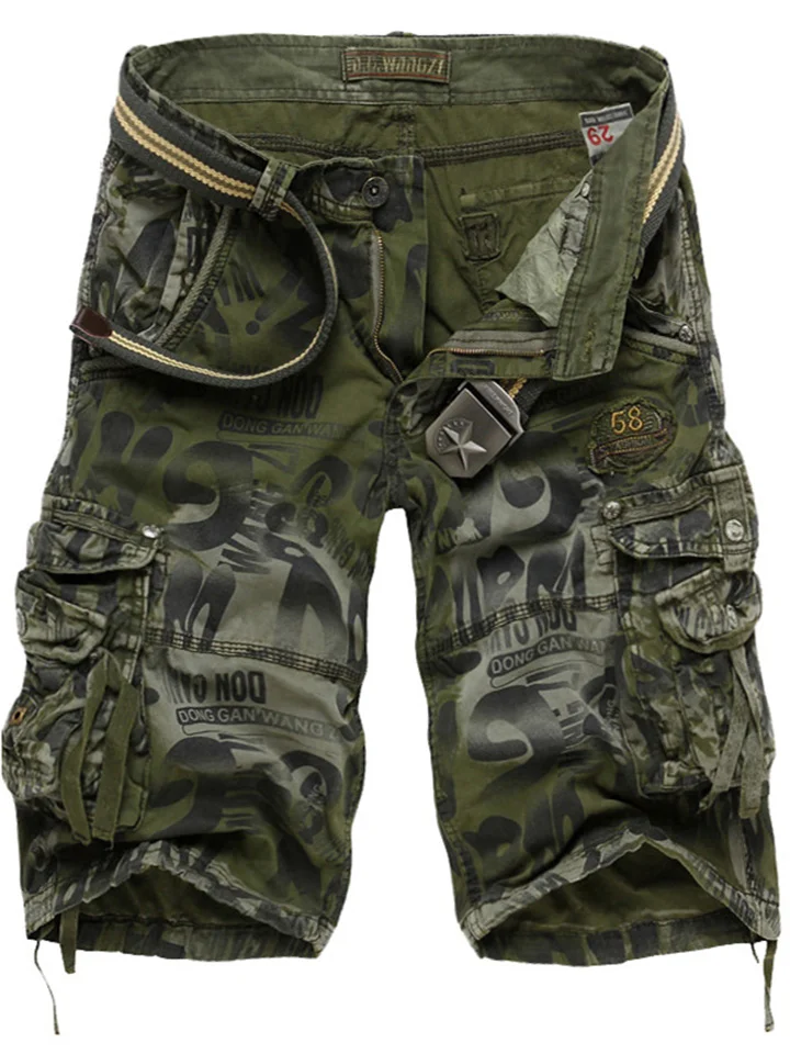 Men's Cargo Shorts Hiking Shorts Multi Pocket Camouflage Camo / Camouflage Knee Length Daily Streetwear Vintage Army Green Blue-Cosfine