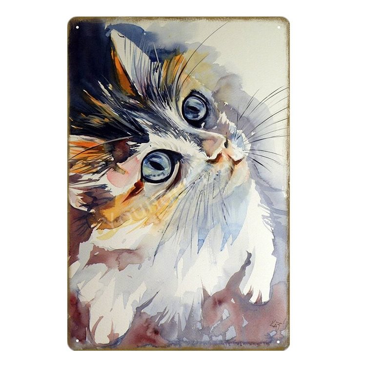 Cat - Oil Painting Vintage Tin Signs/Wooden Signs - 7.9x11.8in & 11.8x15.7in