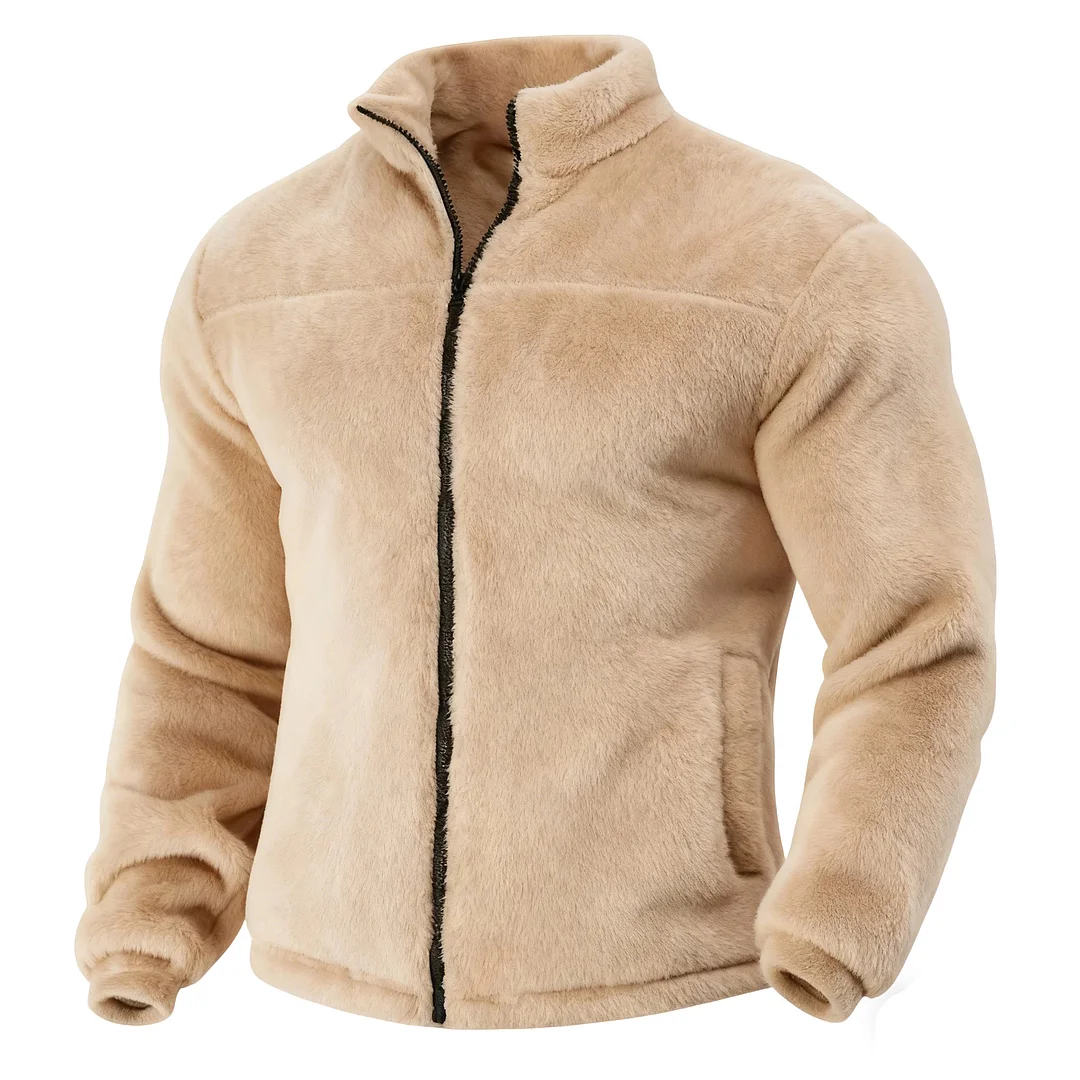 Men's Double-Sided Fleece Thick Stand Collar Jacket