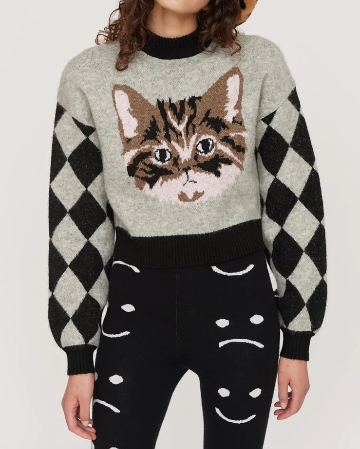 Kitten box check sweater