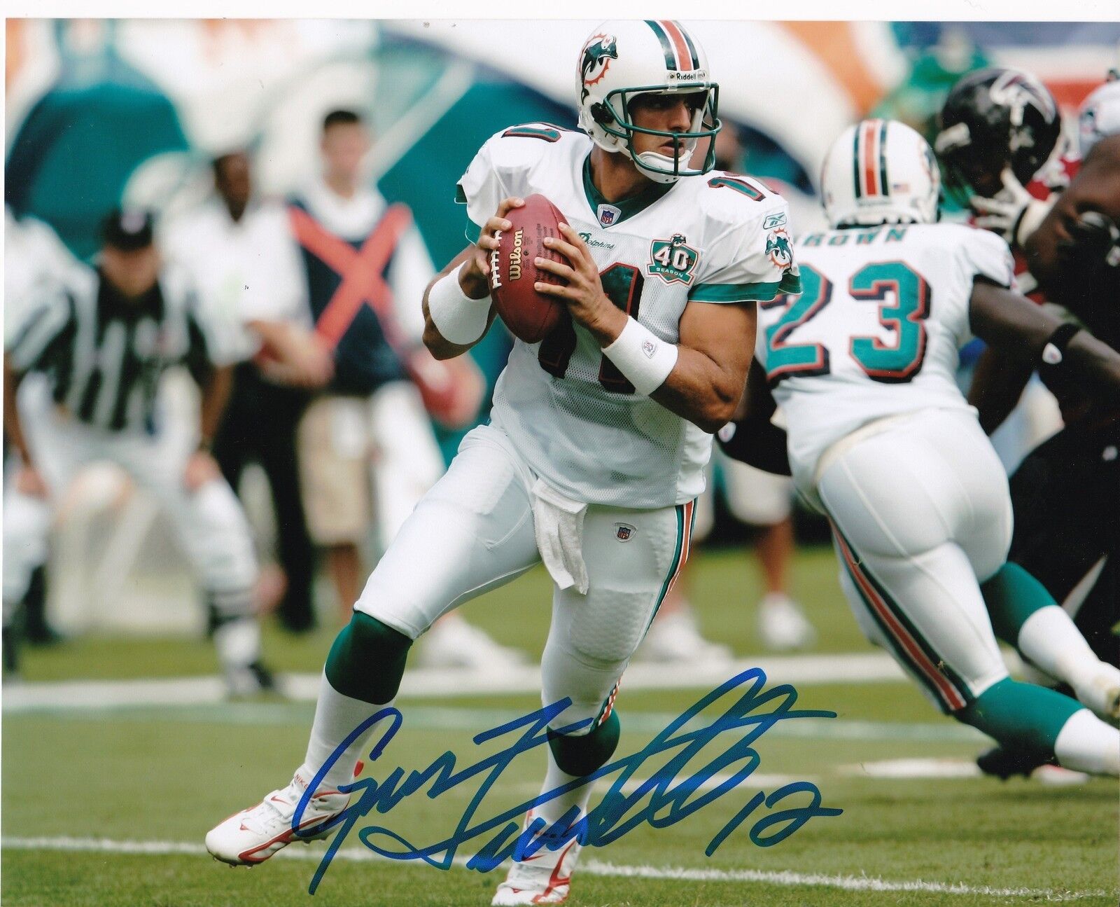 GUS FREROTTE MIAMI DOLPHINS ACTION SIGNED 8x10