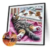 Chat et oiseau - perceuse ronde peinture diamant - 40*40cm