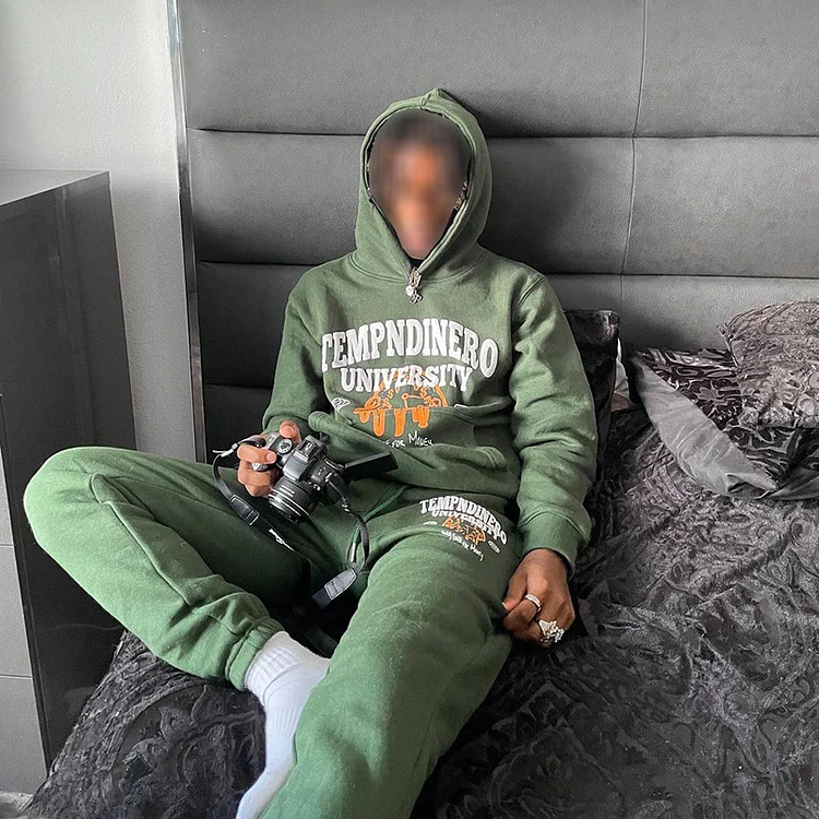 Men'S Fashion Letter Print Tracksuit Two Piece Set