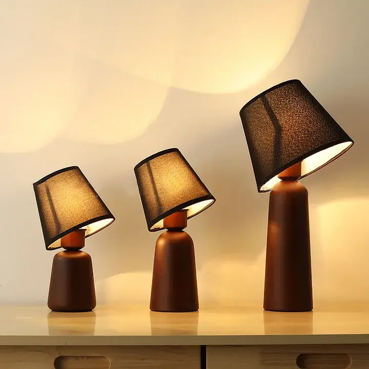 Solid Wood & Fabric Shade LED Table Lamp