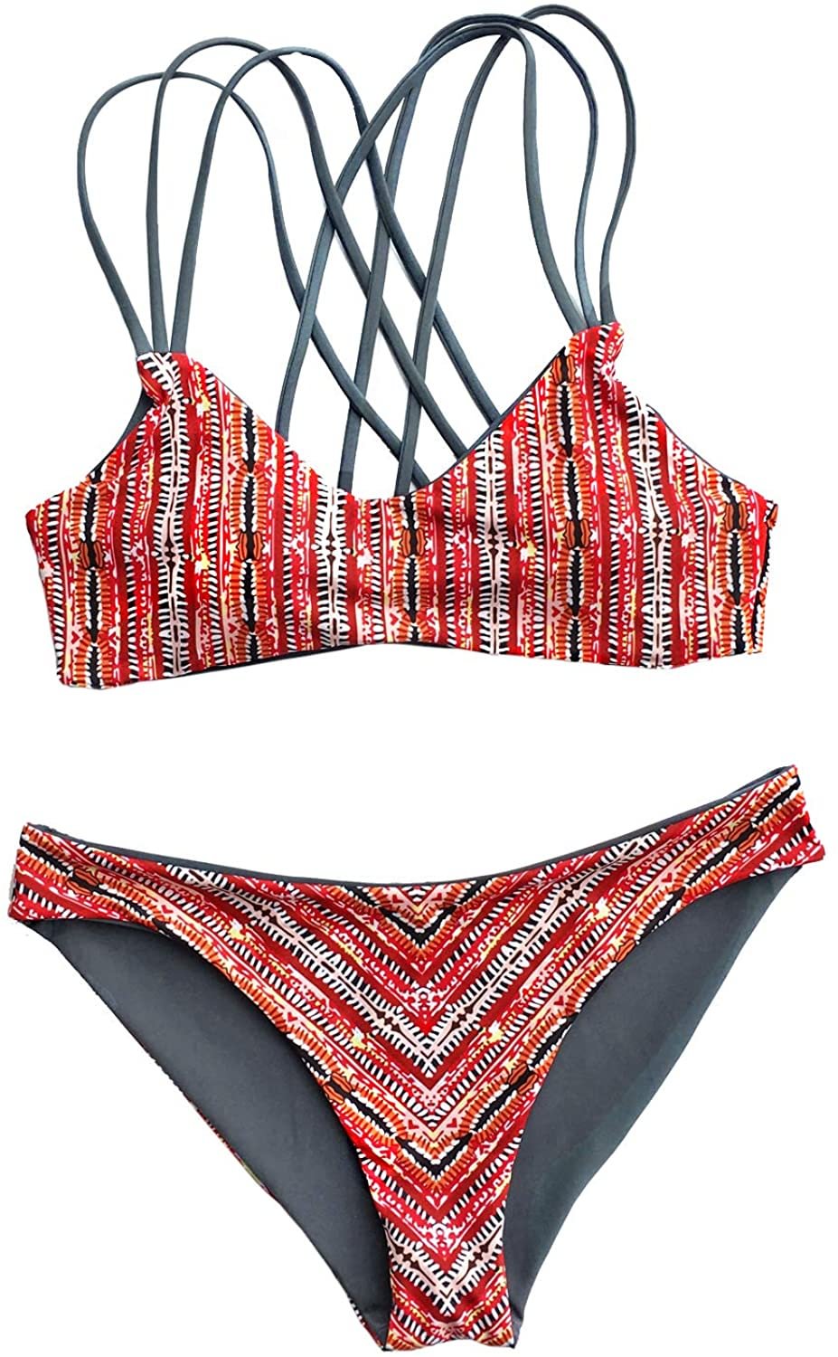 Women's Reversible Design Strappy Cross Back Padding Bikini