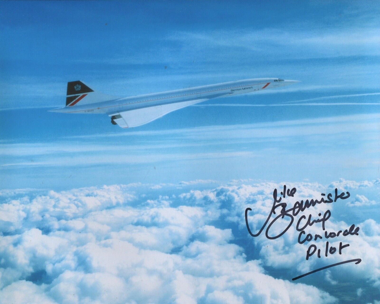 British Airways Concorde chief pilot Mike Bannister signed 8x10 flight Photo Poster painting