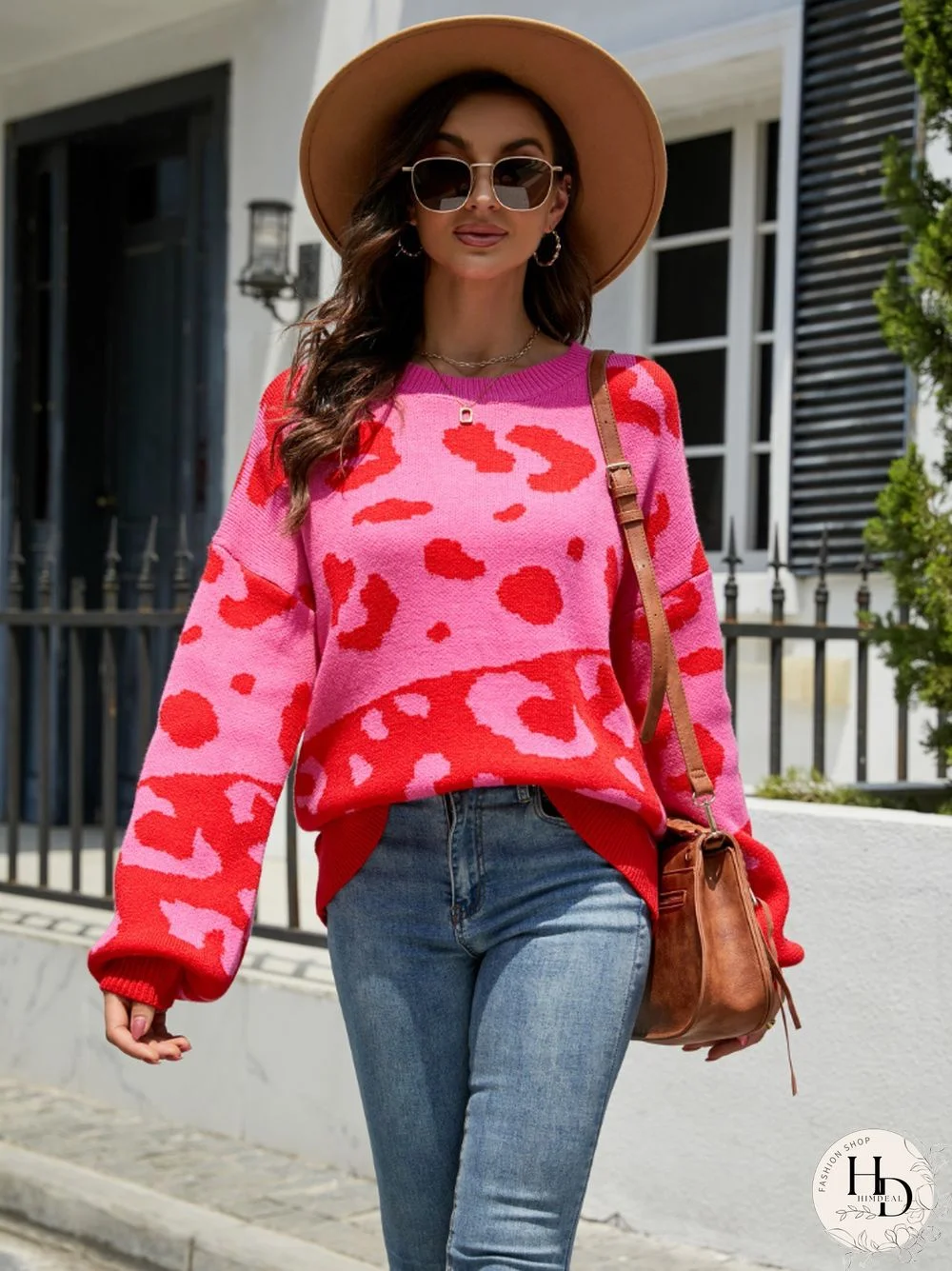 Fashion Tops Women Autumn Awinter New Round Neck Sweater Women's Spliced Pullover Sweater Streetwear Sweaters Pullovers