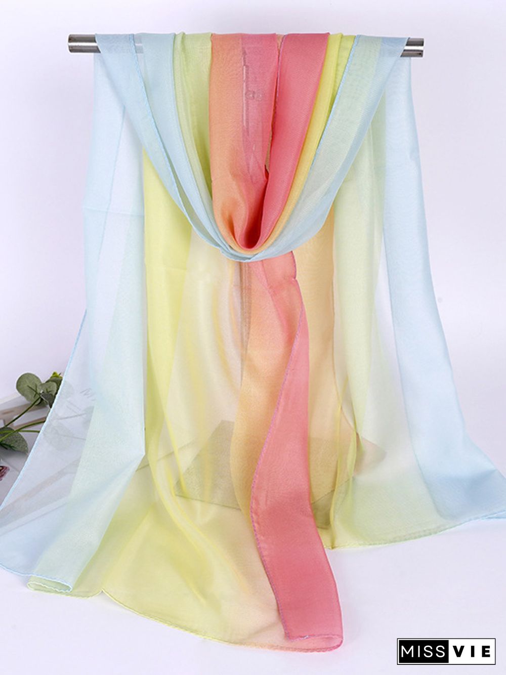 Bohemian Resort Style Gradient Long Silk Scarf Beach Scarf