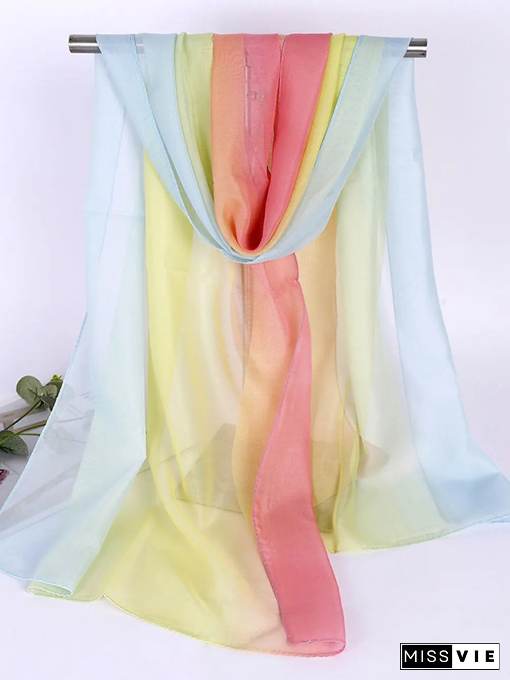 Bohemian Resort Style Gradient Long Silk Scarf Beach Scarf
