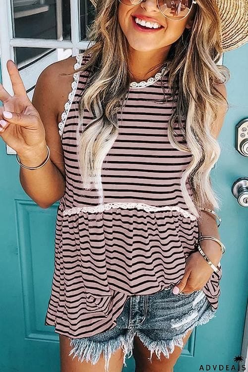 Print Sleeveless T Shirt