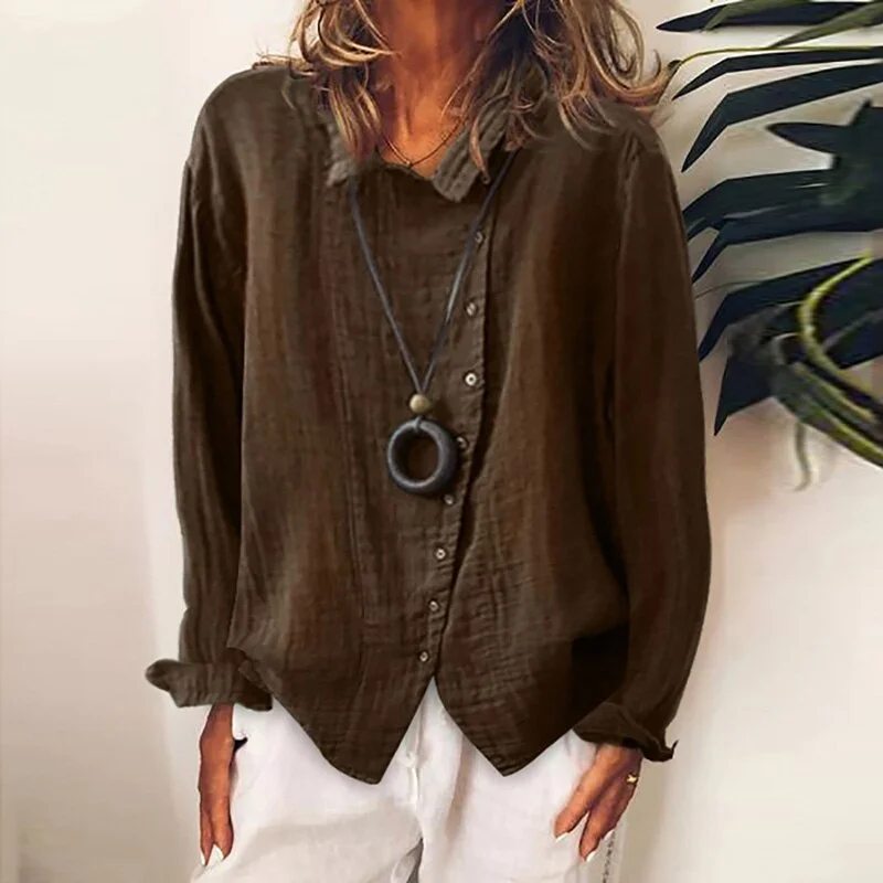 Women Casual Turn-Down Collar Buttons Blouses 2022 Spring Autumn Long Sleeve Solid Loose Shirts Streetwear Shirt Blusas M-3XL