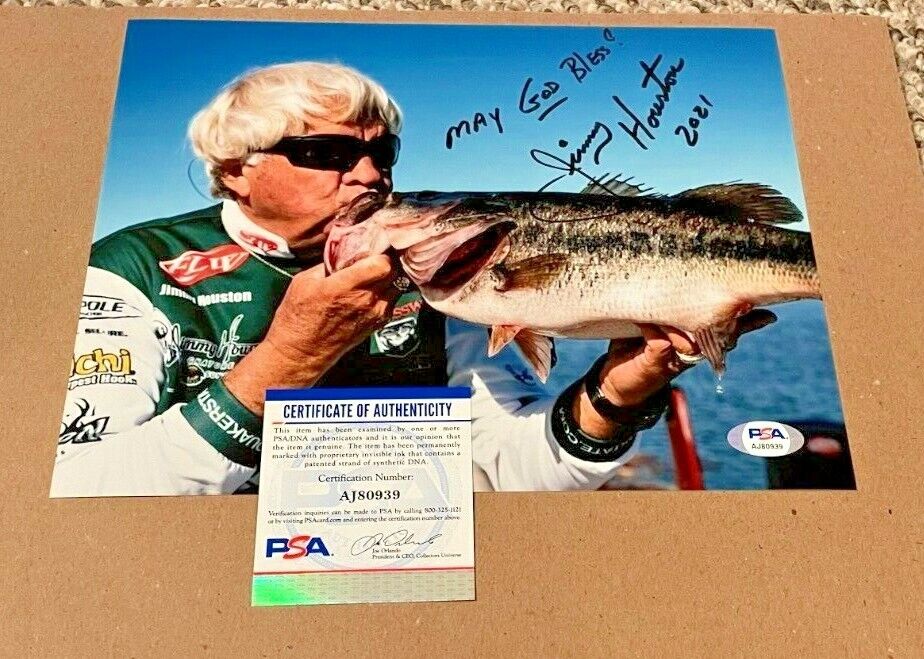 JIMMY HOUSTON SIGNED FISHING 8X10 Photo Poster painting PSA/DNA CERTIFIED