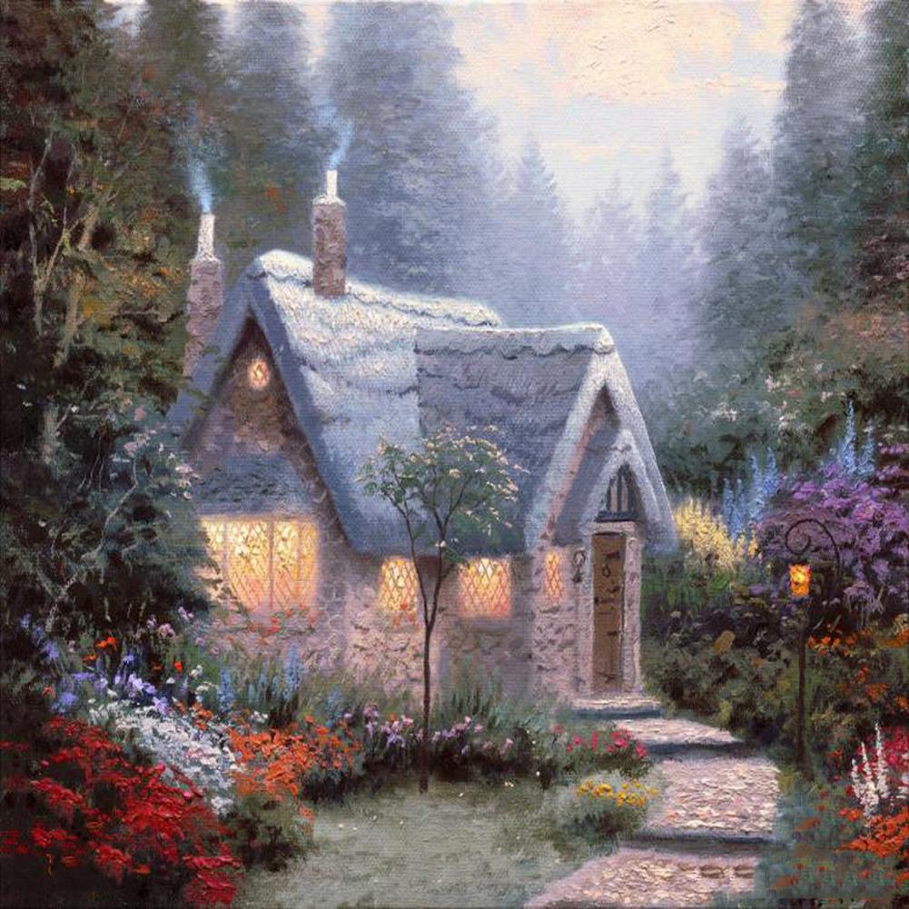 

30x30cm Round Drill Diamond Painting-Snow House, 501 Original