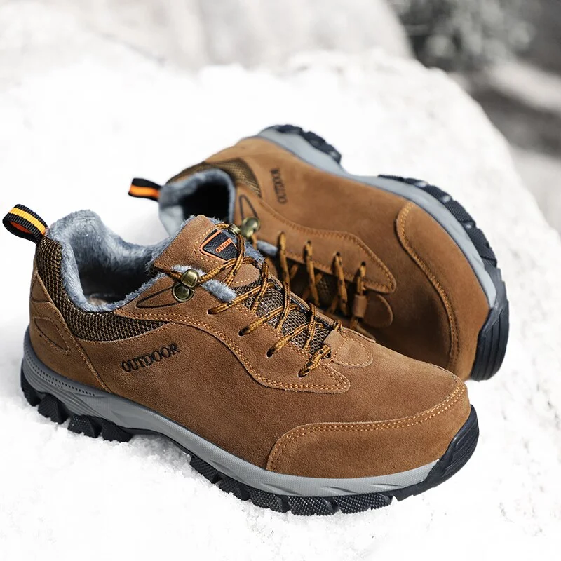Men Boots Winter Shoes Men Hiking Boots High Quality Flock Men's Ankle Boots Rubber Outdoor Sneakers Non-slip Work Shoes