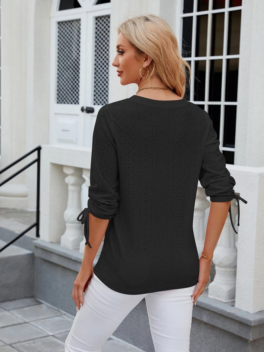 Grey Ribbed Knit Top with Short Sleeves