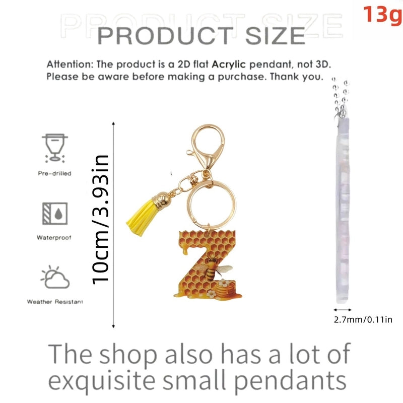 Classic Style Commute Letter Bee Arylic Unisex Bag Pendant Keychain