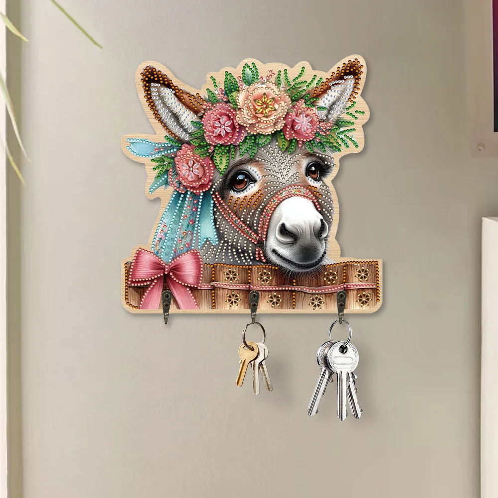 DIY Donkey 3 Hooks Diamond Painting Pet Hook Rail Diamond Art Hanging Hooks