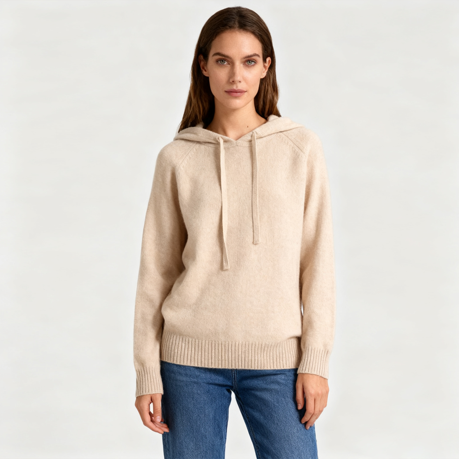 Women's Premium Hooded Cashmere Knit Sweatshirt-Style  REAL SILK LIFE
